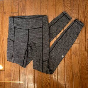 Lululemon herringbone grey pocket leggings size 4
